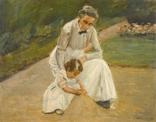 Max Liebermann - The artists granddaughter and her nurse playing in the garden.webp
