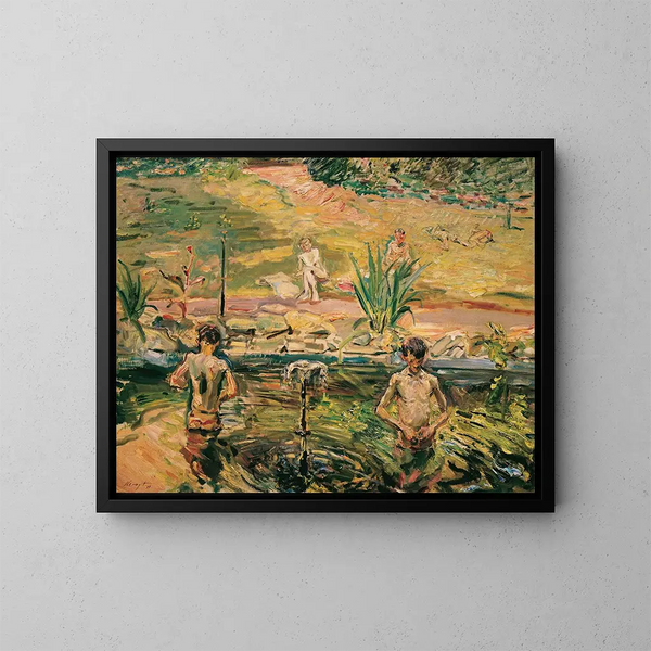 Jungen schwimmen - Max Slevogt — gerahmtes Bild an der Wand