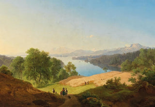 Maximilian Haushofer - A Scene on Lake Starnberg in the Background Starnberg Castle and Rose Island.webp
