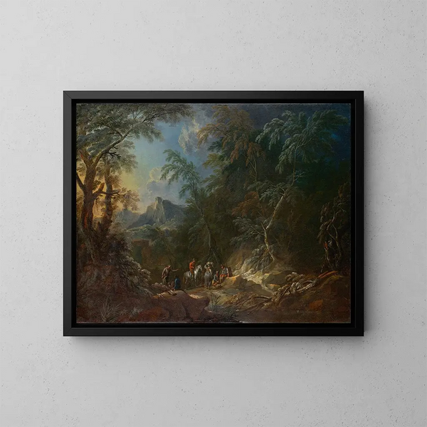 Landschaftsbild im Wald bei Dämmerung - Maximilian Joseph Schinnagl — gerahmtes Bild an der Wand