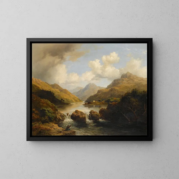 Fischer am Ufer eines Sees - McNeil Macleay — gerahmtes Bild an der Wand