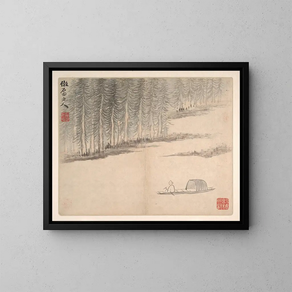 Landschaften nach alten Meistern Pl07 - Mei Qing — gerahmtes Bild an der Wand