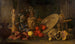 Komposition mit Silberstücken, Orientteppich, Porzellanvase, Muschel, Bigarade und Zitrone - Meiffren Comte — Ansicht des Kunstwerks