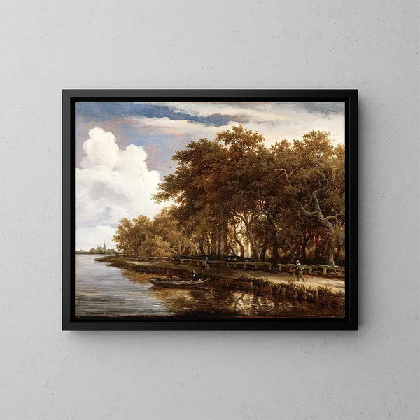 Ansicht entlang der Amstel - Meindert Hobbema — gerahmtes Bild an der Wand