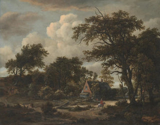 Meindert Hobbema - Wooded Landscape with Cottage and Horseman.webp