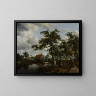 Meindert Hobbema - Wooded Landscape with Watermill.webp