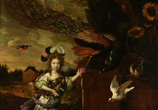 Melchior dHondecoeter - Fillette aux paons.webp