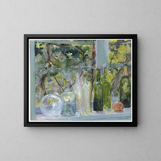 Menso Kamerlingh Onnes - Windowsill with Bottles a Glass Globe and an Apple.webp