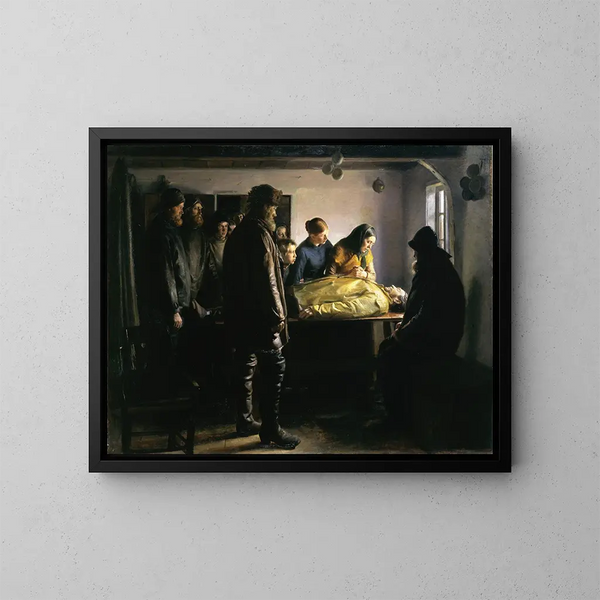 Der Ertrunkene - Michael Ancher — gerahmtes Bild an der Wand