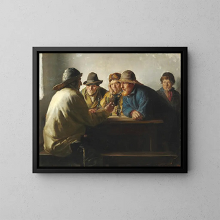 Michael Ancher - Fiskere omkring et bord drikker en fyraftensl.webp