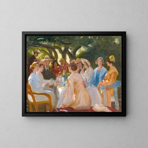 Das Frühstück der Schauspieler in Skagen - Michael Ancher — gerahmtes Bild an der Wand