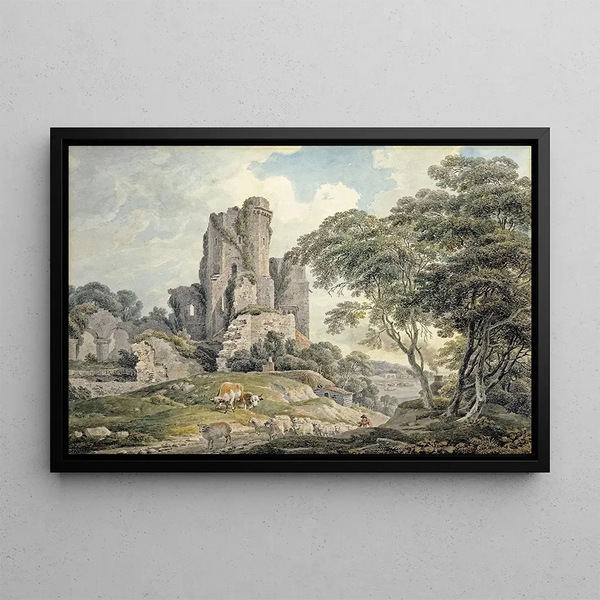 Michael Angelo Rooker - A view of a ruined castle.webp