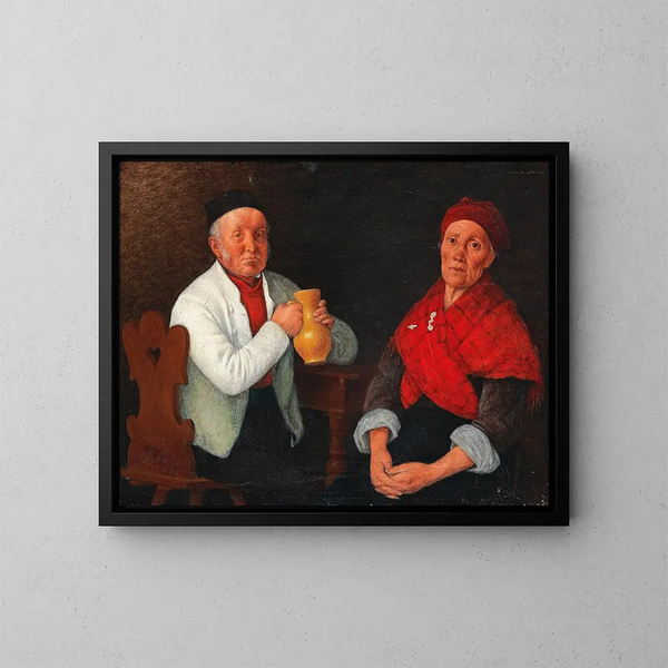 Paar sitzend - Michael Neder — gerahmtes Bild an der Wand