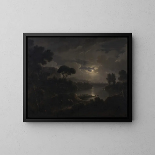 Italienisches idealisiertes Landschaftsgemälde bei Dämmerung - Michael Wutky — gerahmtes Bild an der Wand