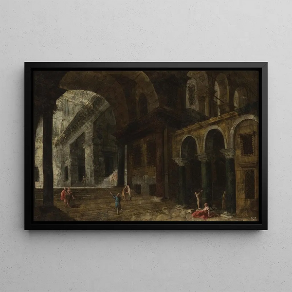 Fantasie architektonisch mit einem Gefängnishof - Michele Marieschi — gerahmtes Bild an der Wand