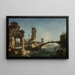 Landschaft mit Ruinen und einer Brücke - Michele Marieschi — gerahmtes Bild an der Wand