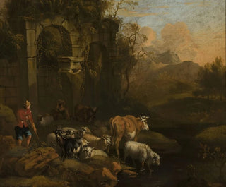 Vieh am Wasserloch - Michiel Carré — Ansicht des Kunstwerks