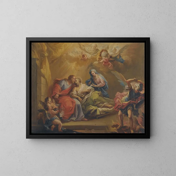 Die Tod von heiligen Joseph - Miguel Parra Abril — gerahmtes Bild an der Wand