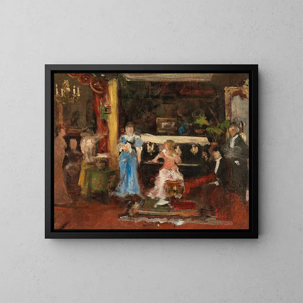 Abendmusik in einem privaten Salon - Mihály Munkácsy — gerahmtes Bild an der Wand