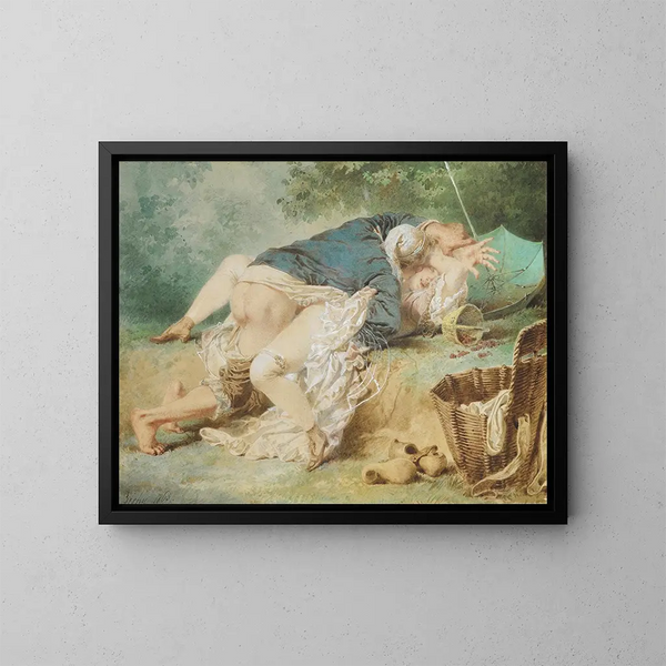 Amants dans un parc - Mihály Zichy — gerahmtes Bild an der Wand