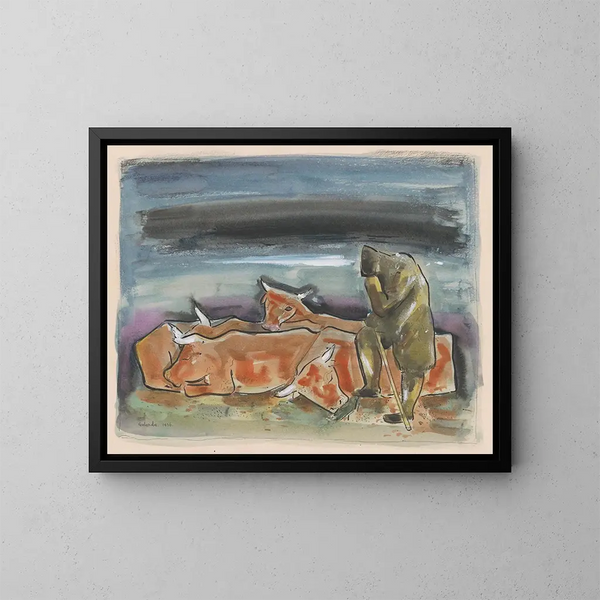 Abend auf der Wiese - Mikuláš Galanda — gerahmtes Bild an der Wand