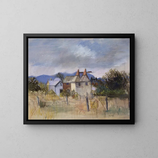 Maisons de séchage, Motueka - Mina Arndt — gerahmtes Bild an der Wand