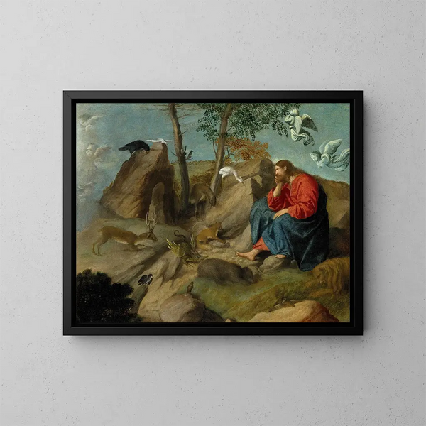 Christus in der Wüste - Moretto da Brescia — gerahmtes Bild an der Wand