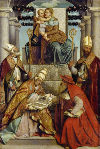 Moretto Da Brescia - Virgin and Child Enthroned with the Four Fathers of the Latin Church.webp