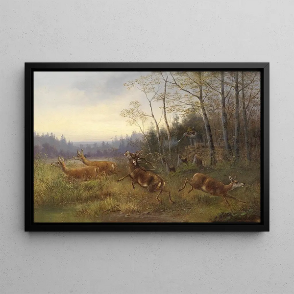 Jagd auf den Hirsch - Moritz Müller — gerahmtes Bild an der Wand