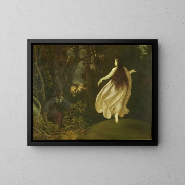 Erscheinung im Wald von Dornröschen - Moritz von Schwind — gerahmtes Bild an der Wand