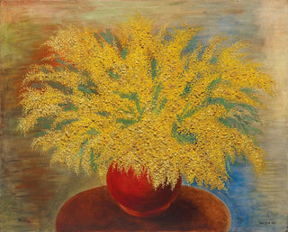 Mose Kisling - Bouquet de mimosas au pot rouge.webp