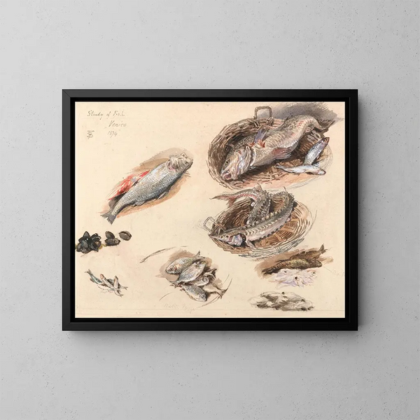 Studie von Fischen in Venedig - Myles Birket Foster — gerahmtes Bild an der Wand