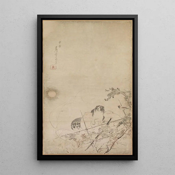 Nagasawa Rosetsu - Puppies Sparrows and Chrysanthemums.webp