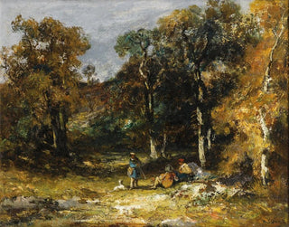 NarcisseVirgile Diaz de La Pea - Chasseurs dans un sous bois.webp
