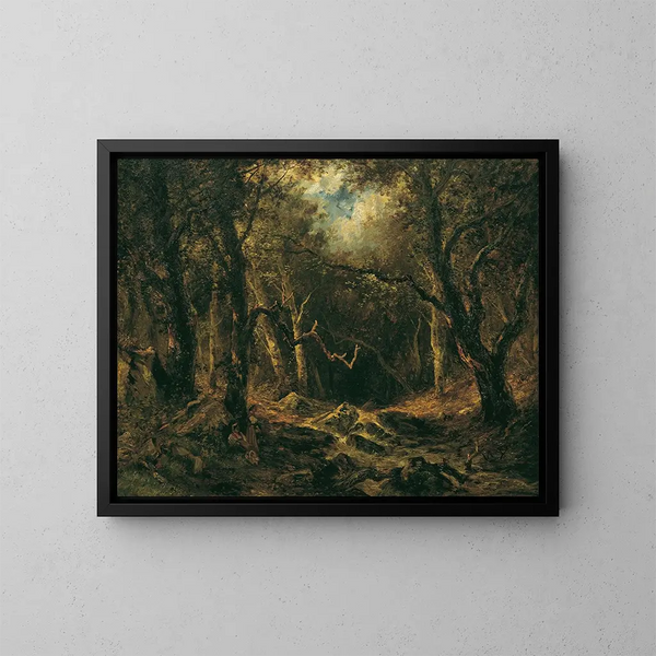 Innenansicht des Waldes - Narcisse Virgile Diaz de la Peña — gerahmtes Bild an der Wand