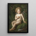Putto, das eine Erdbeere an einen Vogel füttert - Nathaniel Schmitt — gerahmtes Bild an der Wand
