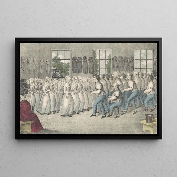 Shakers in der Nähe von Lebanon - Nathaniel Currier — gerahmtes Bild an der Wand