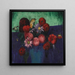 Stillleben, Dahlien und Margeriten in einer blauen Vase - Mark Gertler — gerahmtes Bild an der Wand