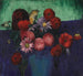 Stillleben, Dahlien und Margeriten in einer blauen Vase - Mark Gertler — Ansicht des Kunstwerks
