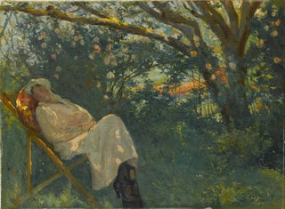 Dame en rose sur une chaise longue - Nazmi Ziya Güran — Ansicht des Kunstwerks