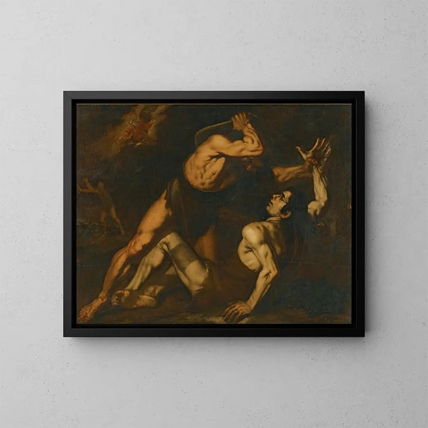 Caïn und Abel - Schule Neapolitanisch — gerahmtes Bild an der Wand