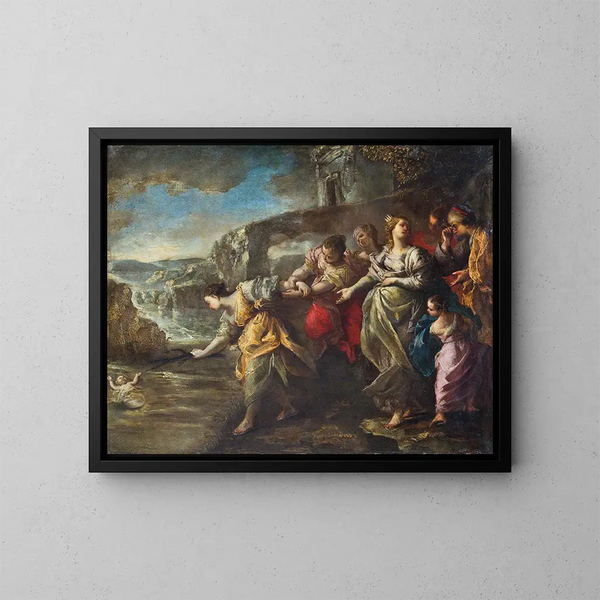 Die Entdeckung Moses' - Neapolitanische Schule — gerahmtes Bild an der Wand
