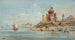 Caprice mit Festung in Ruinen am Lagunenufer - Niccolò Guardi — Ansicht des Kunstwerks
