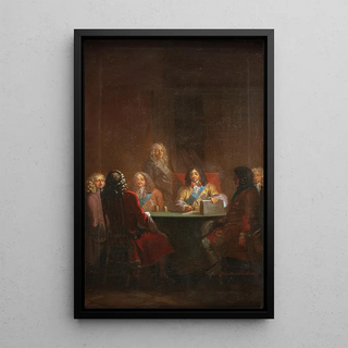 Nicolai Abildgaard - Christian V Presents Danish Law 1683.webp