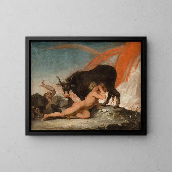 Ymir tétant la vache Audhumla - Nicolai Abildgaard — gerahmtes Bild an der Wand