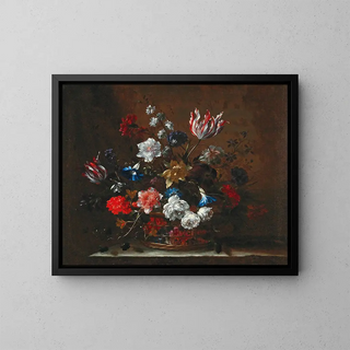 Blumen in einem Korb - Nicolas Baudesson — gerahmtes Bild an der Wand