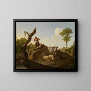 Nicolas Henri Joseph de Fassin - Landschaft mit Herde und Hirtenpaar.webp
