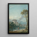 Landschaft mit einem Fischer am Seeufer, im Hintergrund ein großer Taubenschlag - Nicolas Jacques Julliard — gerahmtes Bild an der Wand
