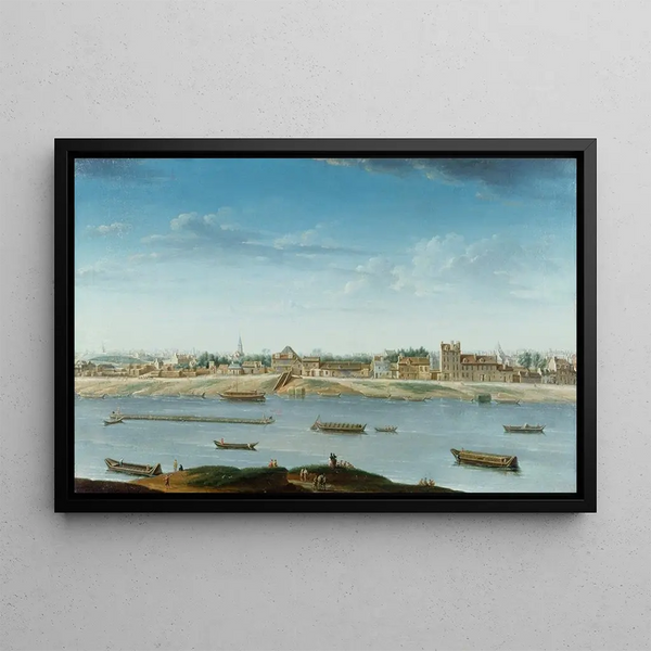 Der Port Saint-Bernard vom Arsenal gesehen - Nicolas Jean-Baptiste Raguenet — gerahmtes Bild an der Wand