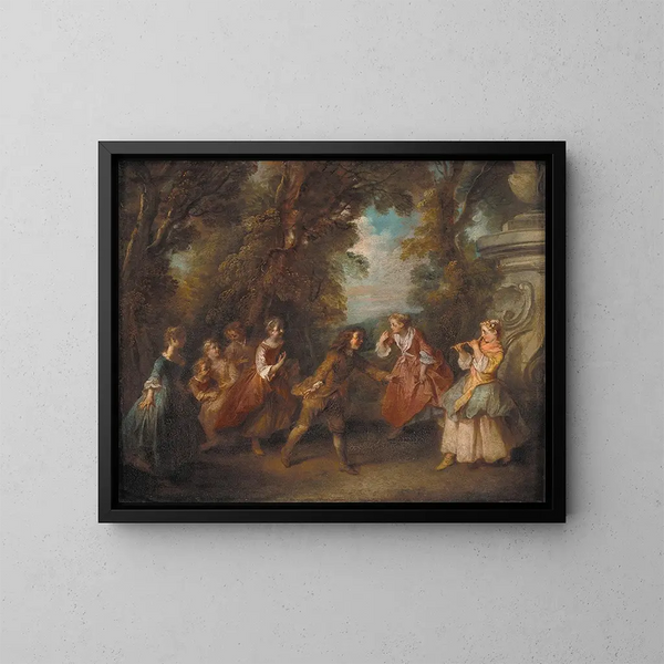 Kinder beim Spielen im Freien - Nicolas Lancret — gerahmtes Bild an der Wand